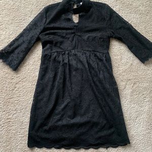 Black lace 3/4 long sleeve dress xhilaration m